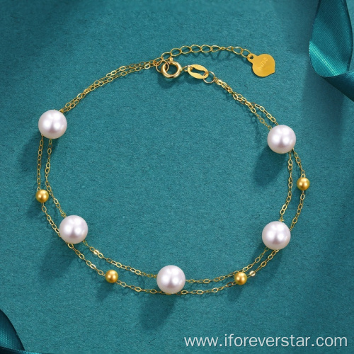 18K Real gold pearls necklace bracelet pearl jewelry